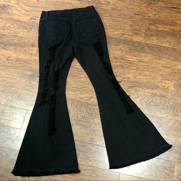 NWOT Mind Of Her Own Flare Jeans - Black - Picture 9 of 11